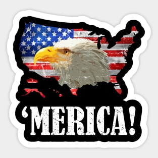 Patriotic eagle merica usa flag 4th of July outfit Sticker